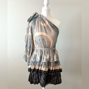 Ulla Johnson Leah Dress Moonstone One-Shoulder Ruffle Tiered Mini Size 4